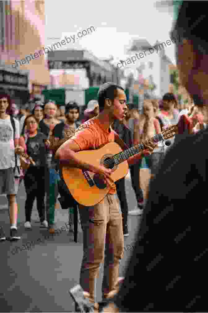 A Street Performer Playing Guitar In A Crowded Area Busking For Beginners: How To Make Cash ng What You Love As A Street Performer