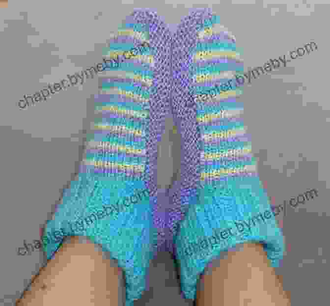 A Vibrant Display Of 8ply Striped Slipper Socks In Various Colors, Showcasing The Captivating Play Of Stripes. 8ply Striped Slipper Socks Knitting Pattern Saffron