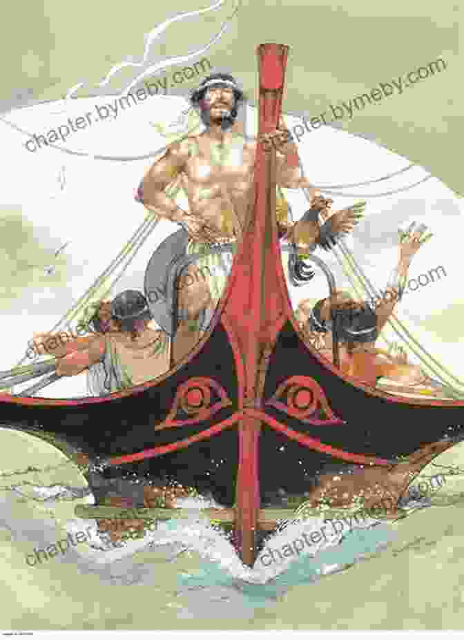 An Illustration Of Odysseus, The Legendary Greek Hero, Standing On The Deck Of His Ship, Facing The Vast Expanse Of The Sea. Classic Myths (Illustrated) Mathew Simmon