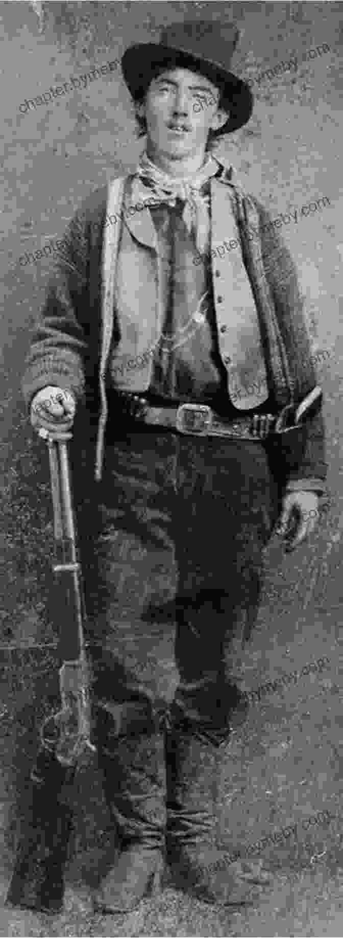 Billy The Kid, Posing With A Rifle, His Expression Defiant And Determined. The Saga Of Billy The Kid: The Thrilling Life Of America S Original Outlaw