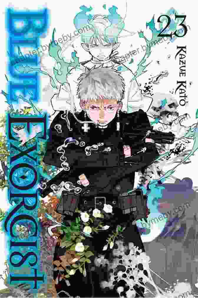 Blue Exorcist Volume 16 Book Cover Featuring A Determined Rin Okumura, A Blue Flamed Sword In His Hand, And A Backdrop Of The True Cross Academy Blue Exorcist Vol 16 Mike Ryan