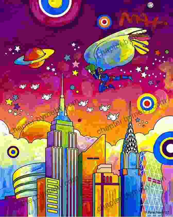 Vibrant And Whimsical Cover Of The Universe Of Peter Max Featuring A Cosmic Cityscape With A Starry Sky And The Iconic Peter Max Logo. The Universe Of Peter Max