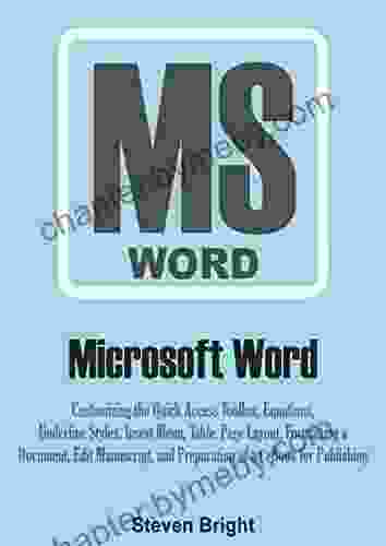 Microsoft Word: Customizing the Quick Access Toolbar Equations Underline Styles Insert Menu Table Page Layout Formatting a Document Edit and Preparation of an eBook for Publishing